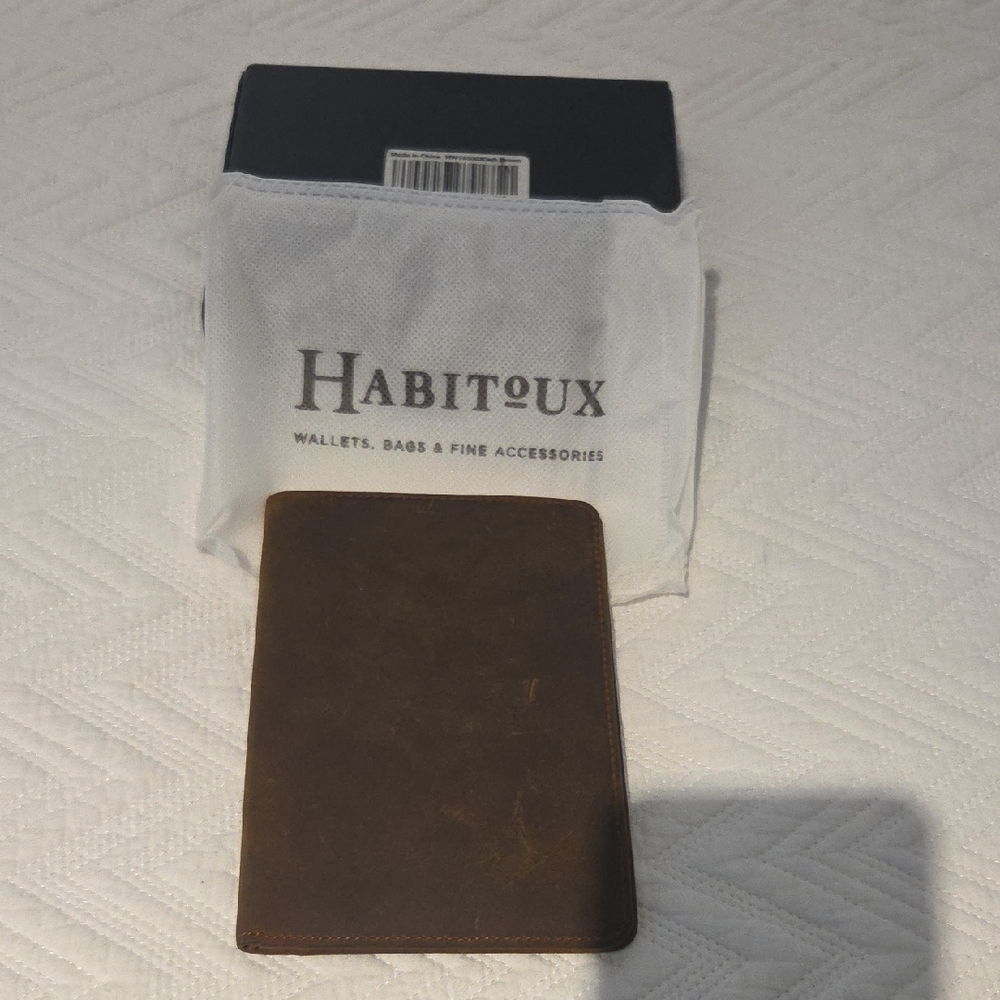 Habitoux Brown Leather Passport Wallet NWT